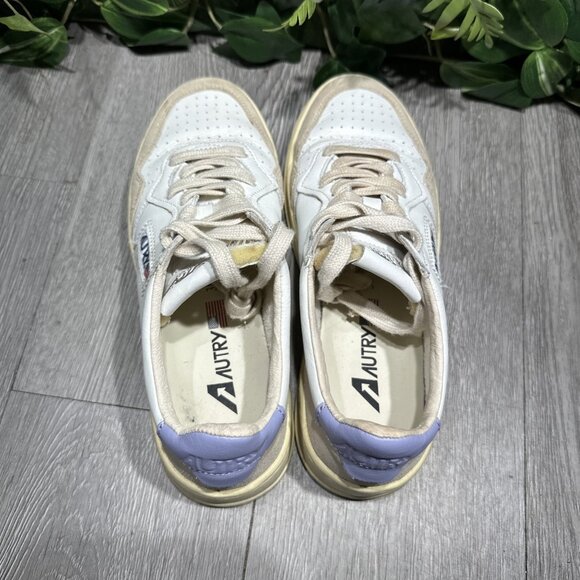 AUTRY Women’s ‘Medalist’ Low Leather & Suede Sneakers White Powder 38 / 8 $260+ - Picture 6 of 10